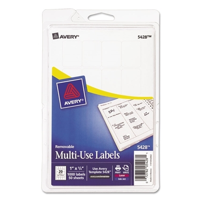 White, Removable Multi-use Labels, 1000/Pack