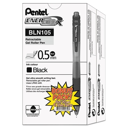 Gel Pen, Pentel® EnerGel NV Liquid , .7mm, Gray Barrel, Black Ink