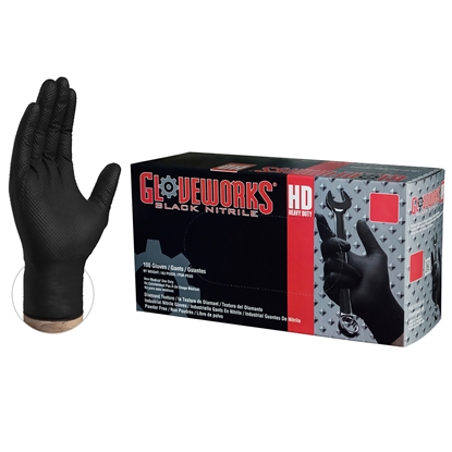 Gloveworks Black Nitrile Industrial Powder Free Gloves
