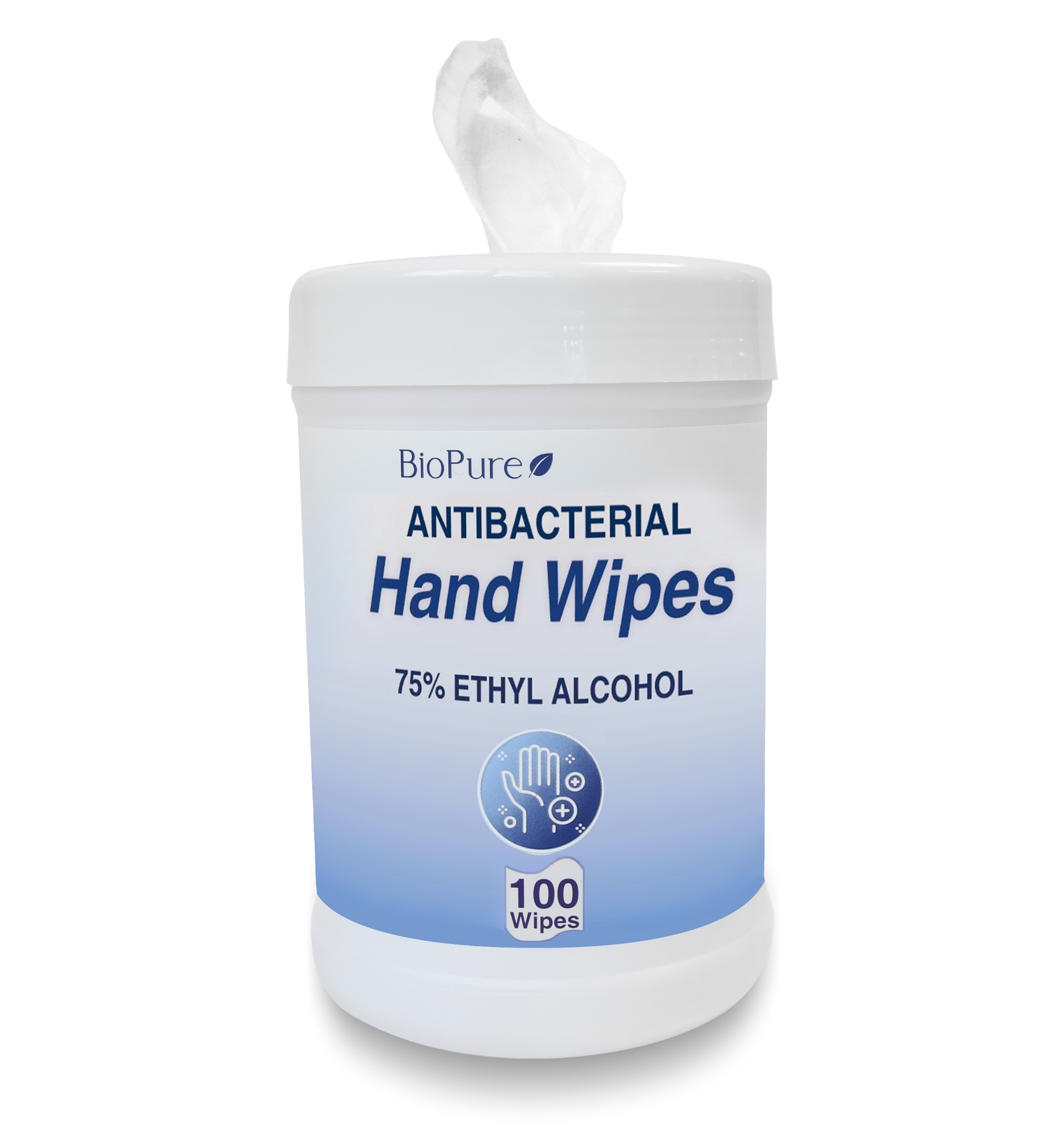 Sanitizer Alcohol Wipes, 75% Ethyl, BioPure, 100 wipes per can