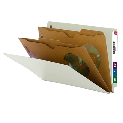 Picture of Pressboard End Tab Classification Folder, Pockets, Legal, Six-Section, 10/Box