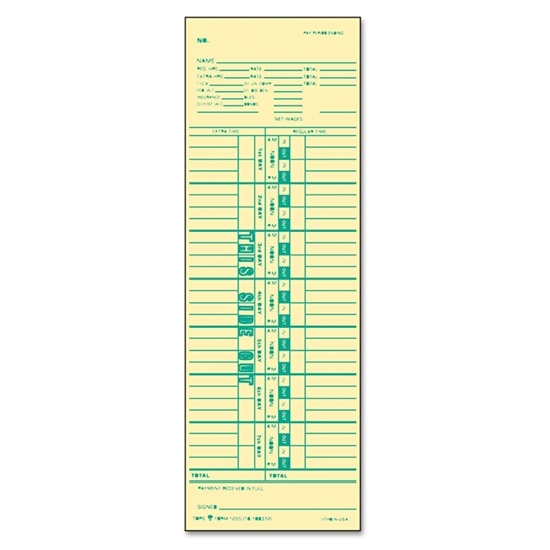 Weekly Time Card for Cincinnati/Simplex, 500/Box, 3 1/2 x 10 1/2