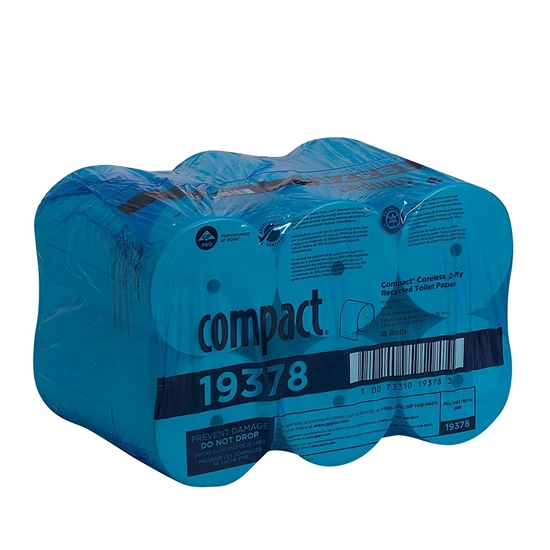 Compact Coreless 2-Ply Recycled Toilet Paper