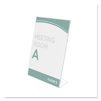 Superior Image Slanted Desk Sign Holder, Plastic, 8 1/2 x 11 Insert, Clear