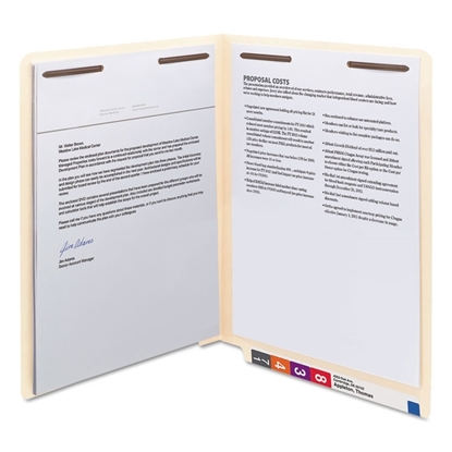 Manila Folders, Two Fasteners, End Tab, Letter, 11pt Manila, 50/Box